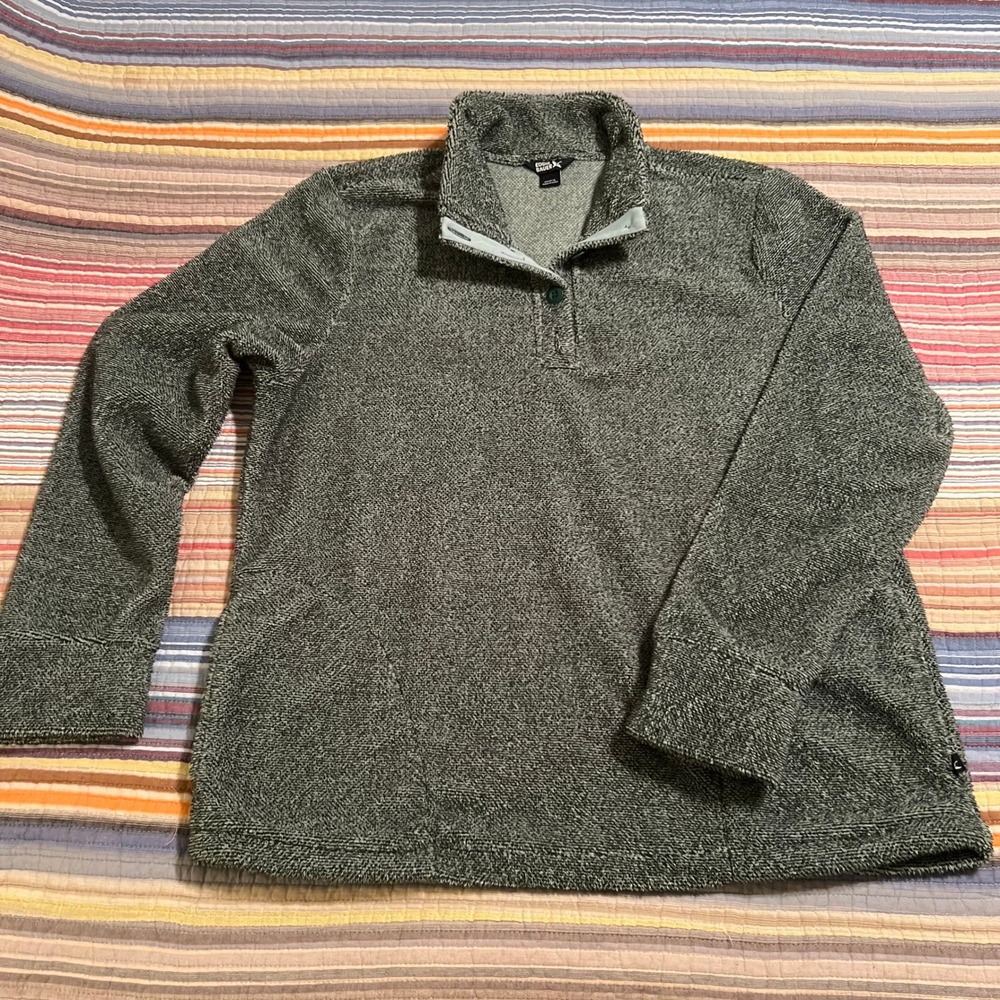 Eddie Bauer Womens L Green Heathered Textured Pullover Fleece Top